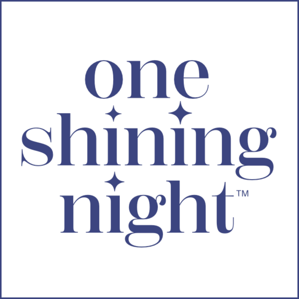 Close-up of blue serif text reading 'one' and 'thing' on white background with a blue border, part of a decorative poster.